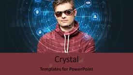  Presentation with facial recognition - PPT theme featuring biometric technology and artificial intelligence background and a tawny brown colored foreground