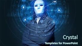  Presentation with facial recognition - Slide deck having biometric technology and artificial intelligence background and a navy blue colored foreground