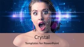  Presentation with high technology - Audience pleasing presentation design consisting of biometric verification - woman face detection backdrop and a lemonade colored foreground