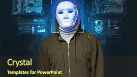  Presentation with face recognition - Theme with biometric verification - young man face background and a  colored foreground