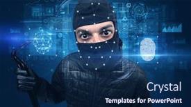  Presentation with fingerprint - Cool new PPT theme with biometric verification - face and fingerprint detection concept backdrop and a navy blue colored foreground