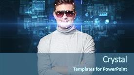  Presentation with face recognition - Cool new slide deck with safety recogntion - biometric verification face recognition backdrop and a ocean colored foreground