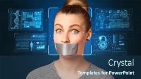  Presentation with new technology - Presentation enhanced with biometric verification the concept of a new technology of face recognition background and a ocean colored foreground