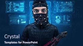  Presentation with face recognition - PPT layouts enhanced with biometric-verification-the-concept background and a navy blue colored foreground