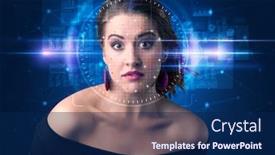  Presentation with high technology - Audience pleasing presentation consisting of biometric verification - woman face detection high technology concept backdrop and a navy blue colored foreground