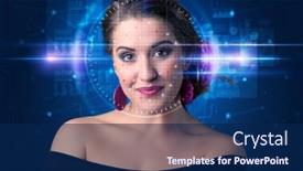  Presentation with high technology - Slide set enhanced with biometric verification - woman face detection background and a navy blue colored foreground