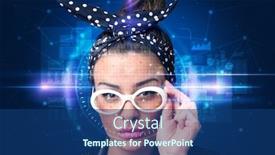  Presentation with high technology - Presentation theme with biometric verification - woman face detection high technology concept background and a ocean colored foreground