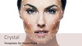  Presentation with face recognition security - Slide set consisting of biometric-verification-young-woman-isolated background and a coral colored foreground