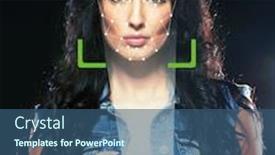  Presentation with face recognition - Slide set having biometric-verification-young-woman background and a ocean colored foreground