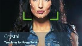  Presentation with face recognition security - PPT layouts consisting of biometric-verification-young-woman background and a ocean colored foreground