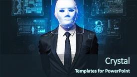  Presentation with face recognition - Colorful presentation theme enhanced with biometrics - biometric verification - young man backdrop and a wine colored foreground