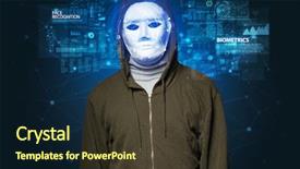  Presentation with face recognition - Amazing PPT theme having biometrics - biometric verification - young man backdrop and a tawny brown colored foreground