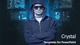  Presentation with face recognition - PPT layouts consisting of biometrics - biometric verification - young man background and a navy blue colored foreground