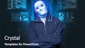  Presentation with face recognition - Beautiful PPT layouts featuring biometrics - biometric verification - young man backdrop and a navy blue colored foreground