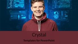  Presentation with face recognition - PPT layouts with biometrics - biometric verification - young man background and a tawny brown colored foreground