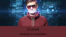  Presentation with face recognition - Cool new theme with biometrics - biometric verification face recognition backdrop and a tawny brown colored foreground