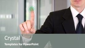  Presentation with touch screen - Beautiful presentation featuring biometrics - businessman entering the bank backdrop and a gray colored foreground