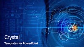  Presentation with sewing process close up - PPT theme consisting of biometrics - close up of man eye background and a navy blue colored foreground