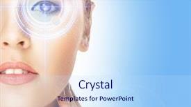  Presentation with virtual technology - PPT theme having biometrics - close-up portrait of young background and a sky blue colored foreground