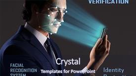  Presentation with face recognition - PPT theme enhanced with biometrics - concept of face recognition software background and a wine colored foreground