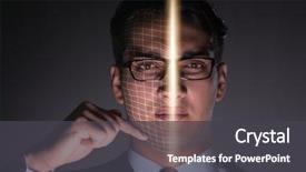  Presentation with face recognition - PPT theme consisting of biometrics - concept of face recognition software background and a dark gray colored foreground