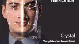  Presentation with face recognition - Presentation theme consisting of biometrics - concept of face recognition software background and a dark gray colored foreground