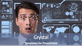  Presentation with face recognition - Beautiful slides featuring biometrics - concept of face recognition software backdrop and a ocean colored foreground