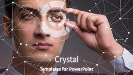  Presentation with human eye - Audience pleasing PPT theme consisting of biometrics - concept of sensor implanted backdrop and a tawny brown colored foreground