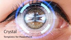  Presentation with human eye - Cool new presentation theme with biometrics - concept of sensor implanted backdrop and a lemonade colored foreground