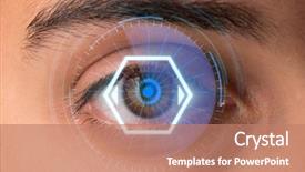  Presentation with human eye - PPT theme enhanced with biometrics - concept of sensor implanted background and a coral colored foreground