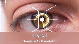  Presentation with human eye - Beautiful slide set featuring biometrics - concept of sensor implanted backdrop and a coral colored foreground