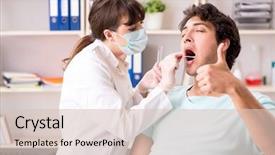  Presentation with sample - Colorful presentation design enhanced with biometrics - doctor getting saliva test sample backdrop and a lemonade colored foreground