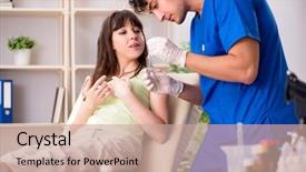  Presentation with sample - Colorful PPT theme enhanced with biometrics - doctor getting saliva test sample backdrop and a coral colored foreground