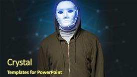  Presentation with face recognition security - PPT theme featuring biometrics - face recognition with mesh cyber background and a tawny brown colored foreground