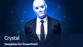  Presentation with face recognition security - Cool new slide deck with biometrics - face recognition with mesh cyber backdrop and a navy blue colored foreground