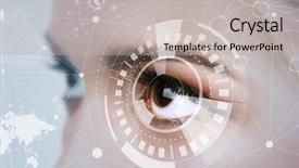  Presentation with human eye - PPT theme enhanced with biometrics - human eye viewing digital information background and a light gray colored foreground