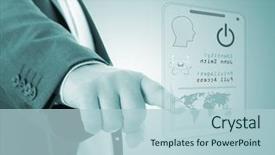  Presentation with data security - Audience pleasing slides consisting of biometrics - man pressing the access card backdrop and a light blue colored foreground