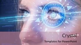  Presentation with cyber - Slide deck featuring biometrics - modern cyber girl with technolgy background and a coral colored foreground