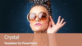  Presentation with face recognition - Cool new PPT theme with biometrics - recognition of a face backdrop and a coral colored foreground