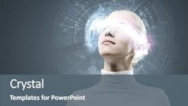  Presentation with hologram - Audience pleasing PPT theme consisting of biometrics - young woman in white backdrop and a gray colored foreground