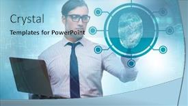  Presentation with biometrics - Amazing slide deck having biometrics-security-access-concept backdrop and a light blue colored foreground