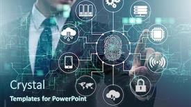  Presentation with biometrics - Colorful PPT layouts enhanced with biometrics-security-access-concept backdrop and a ocean colored foreground