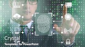  Presentation with biometrics - Audience pleasing PPT theme consisting of biometrics-security-access-concept backdrop and a ocean colored foreground