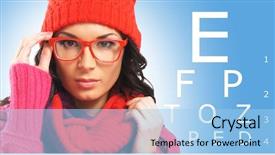  Presentation with glasses - Colorful slide set enhanced with biometry - beautiful girl wearing glasses checking backdrop and a  colored foreground