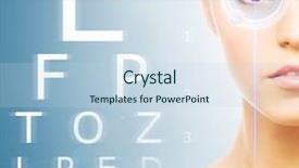  Presentation with blue laser - Colorful slide set enhanced with biometry - beautiful girl with laser surgery backdrop and a sky blue colored foreground