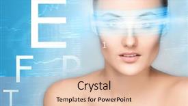  Presentation with blue laser - Colorful presentation theme enhanced with biometry - beautiful girl with laser surgery backdrop and a  colored foreground