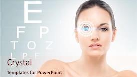  Presentation with hologram - Amazing presentation theme having biometry - beautiful woman with laser hologram backdrop and a lemonade colored foreground