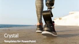  Presentation with bionic - Amazing slide deck having bionic - close up back view backdrop and a coral colored foreground