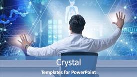 Presentation with medical science futuristic technology abstract - Beautiful PPT layouts featuring bionic - doctor in telemedicince futuristic medical backdrop and a teal colored foreground