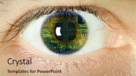  Presentation with bionic - Colorful presentation theme enhanced with bionic - eye macro with micro chips backdrop and a lemonade colored foreground